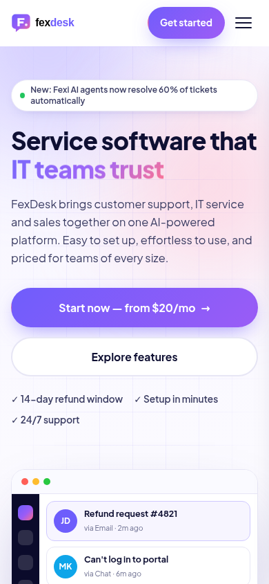 FexDesk on mobile