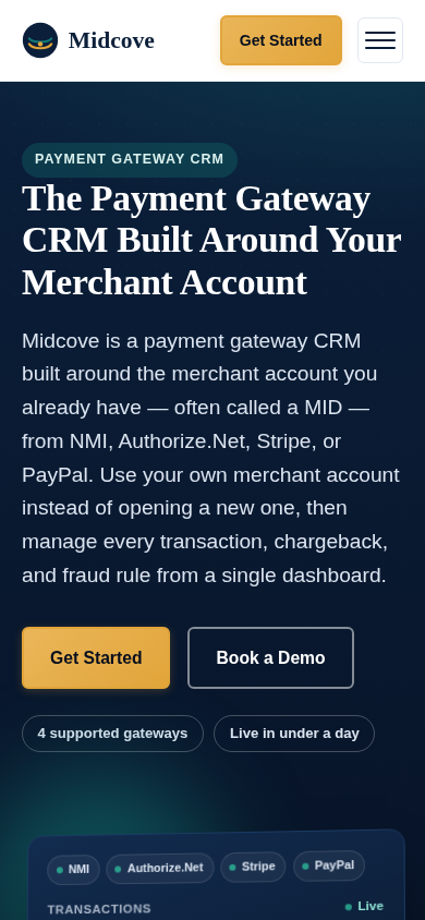 Midcove on mobile