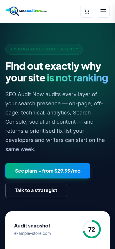 SEO Audit Now on mobile